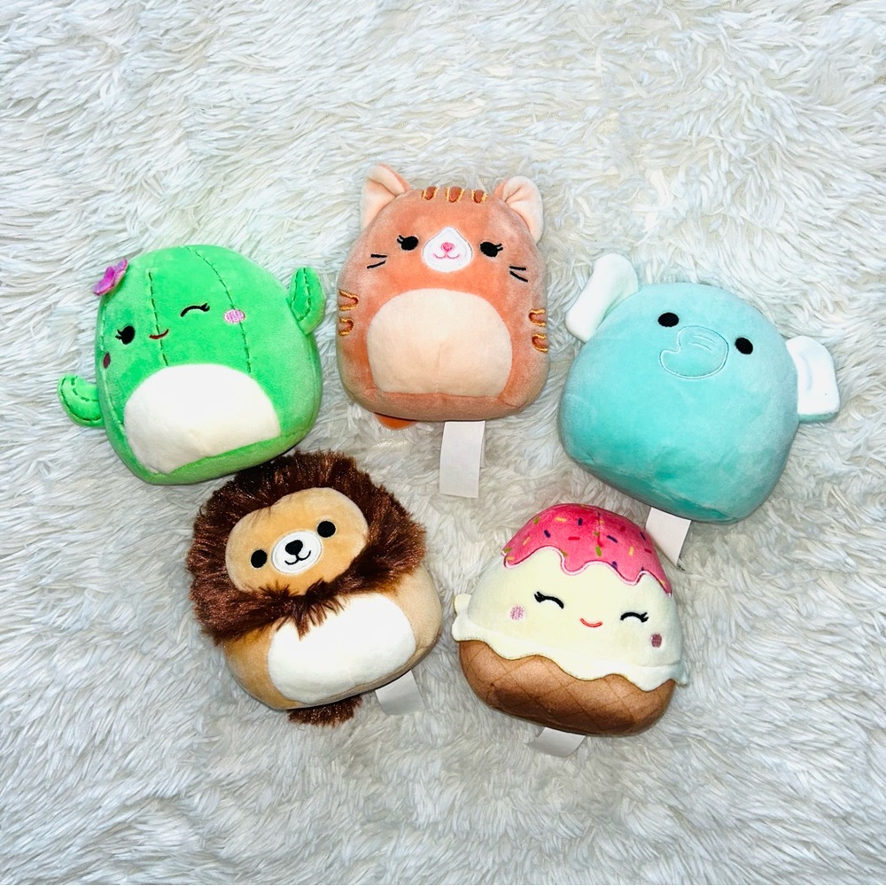 5-Piece Squishmallows Lot-Set -Lion-Cat-Elephant-Cactus-Ice Cream 5”-Plush Toys